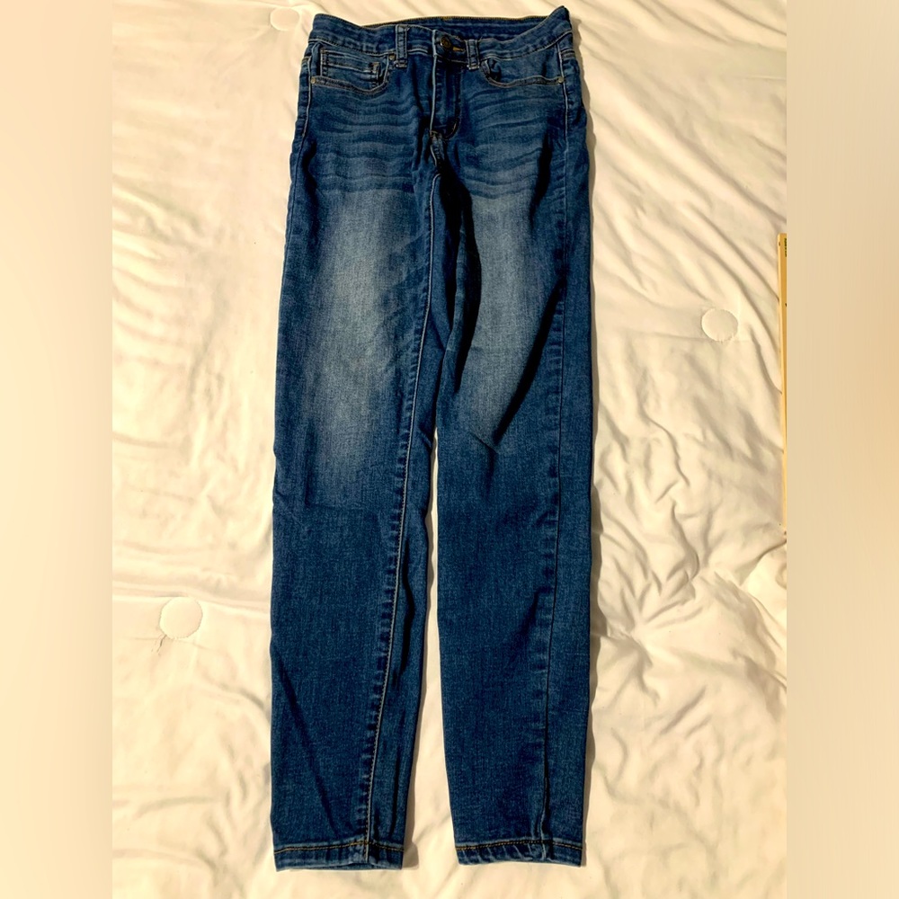 Grace & Lace Jeans Womens 2 Blue Jegging Skinny Stretch Knit Cotton Denim Dark - Picture 1 of 12